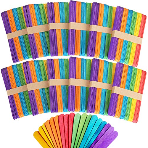 600 Pack 6 Inch Colored Craft Sticks Wooden Popsicle Sticks, CBTON...