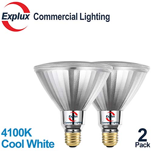 Explux 250W Equivalent Ultra Bright PAR38 LED Flood Light Bulbs, 2...