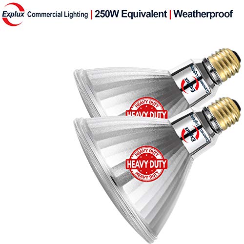 Explux 250W Equivalent Ultra Bright PAR38 LED Flood Light Bulbs, 2...