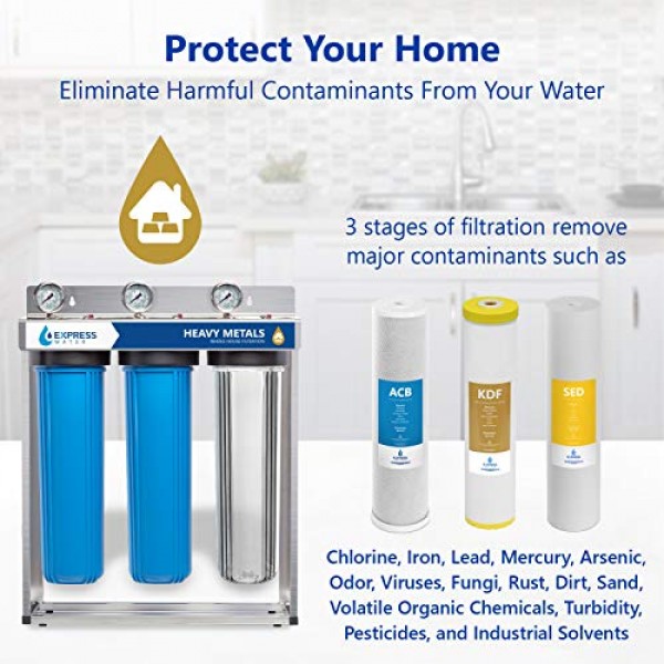 Express Water Heavy Metal Whole House Water Filter – 3 Stage Home ...