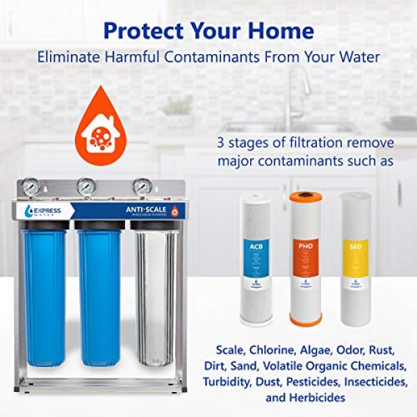 Express Water Whole House Water Filter – 3 Stage Anti Scale Home W...