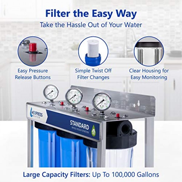 Express Water Whole House Water Filter, 3 Stage Home Water Filtrat...
