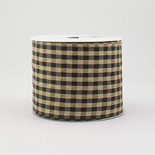 2.5 Wide Expressions Primitive Gingham Check Wired Ribbon Black &...
