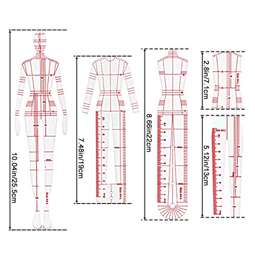 4 Models Fashion Illustration Rulers, Fashion Drawing Template Rul...