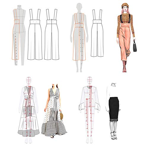 4 Models Fashion Illustration Rulers, Fashion Drawing Template Rul...