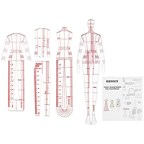 4 Models Fashion Illustration Rulers, Fashion Drawing Template Rul...