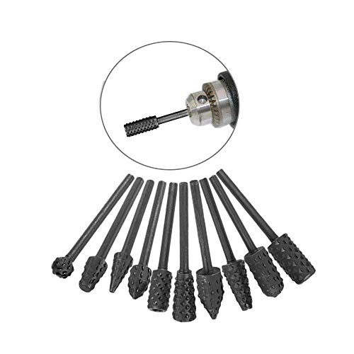 Eyech 10pc 1/83mm Shank Carbon Steel Rotary Burr Rasp Set Wood...