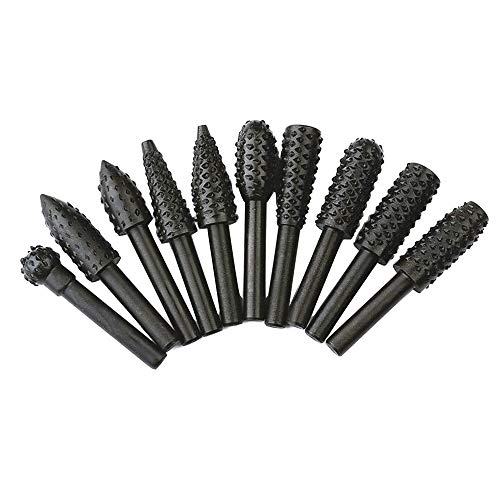 Eyech 10pc 1/83mm Shank Carbon Steel Rotary Burr Rasp Set Wood...