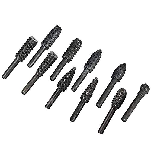 Eyech 10pc 1/83mm Shank Carbon Steel Rotary Burr Rasp Set Wood...