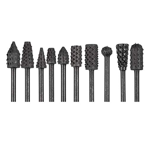 Eyech 10pc 1/83mm Shank Carbon Steel Rotary Burr Rasp Set Wood...