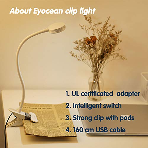 Eyocean LED Reading Light, Dimmable Clamp Lamp for Bed Headboard, ...
