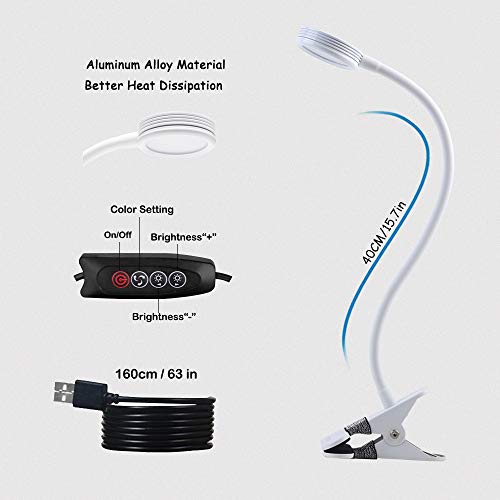Eyocean LED Reading Light, Dimmable Clamp Lamp for Bed Headboard, ...