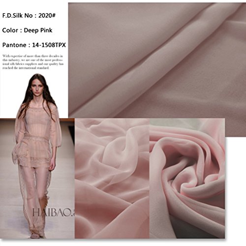 F.d.silk Deep Pink 100% Pure Silk Chiffon Fabric By the Yard, 48 C...
