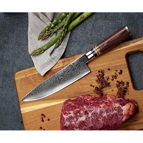 8 InchChef Knife,FANTECK Kitchen Knife VG10 Damascus Professiona...