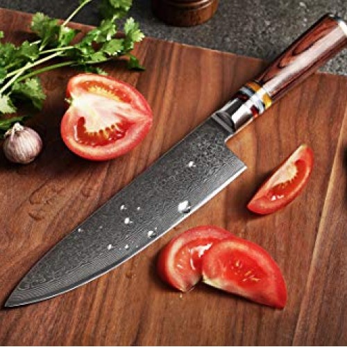 8 InchChef Knife,FANTECK Kitchen Knife VG10 Damascus Professiona...