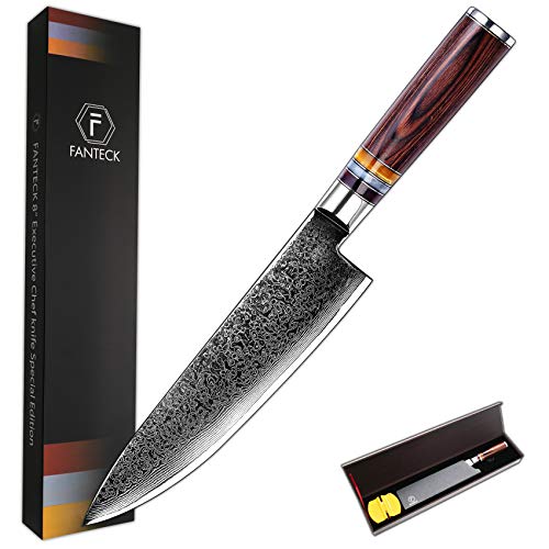 8 InchChef Knife,FANTECK Kitchen Knife VG10 Damascus Professiona...