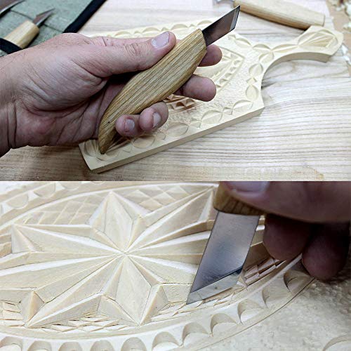 Woodworking Chisels Set, Geometric Wood Carving Tools with Roll Kn...