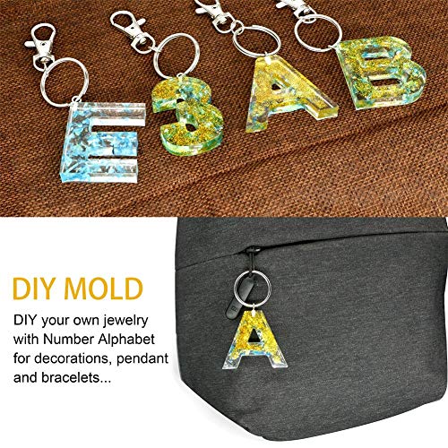 Letter Resin Molds Backward,Alphabet Number Silicone Molds for Res...