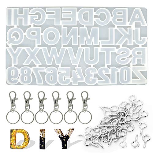 Letter Resin Molds Backward,Alphabet Number Silicone Molds for Res...