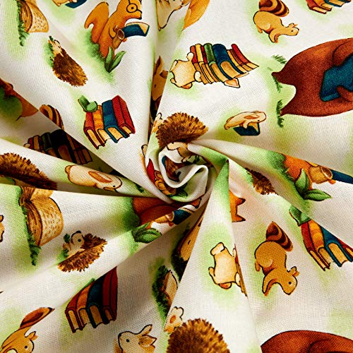 Paintbrush Studios Forest Fables Animals & Books White Quilt Fabri...