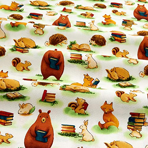 Paintbrush Studios Forest Fables Animals & Books White Quilt Fabri...