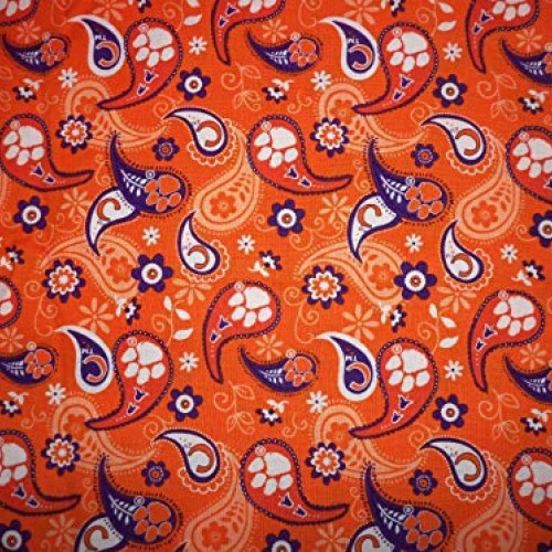 Clemson Tigers Paisley Fabric by The Fat Quarter by Fat Quarter Ne...