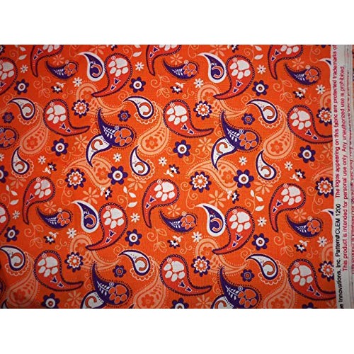 Clemson Tigers Paisley Fabric by The Fat Quarter by Fat Quarter Ne...