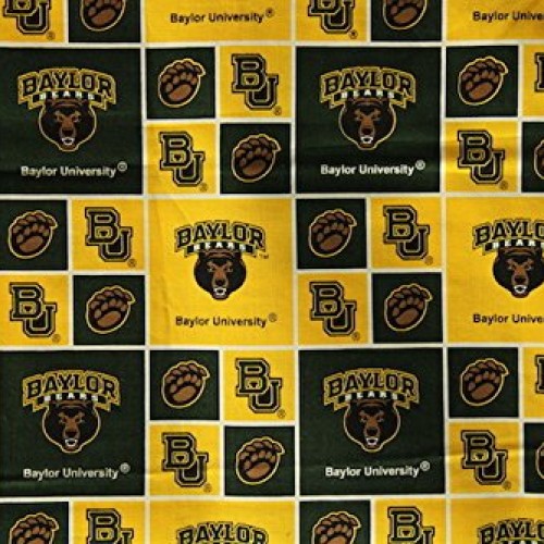 Baylor Bears Football Checkered Sheeting Fabric Cotton 4 Oz 44-45