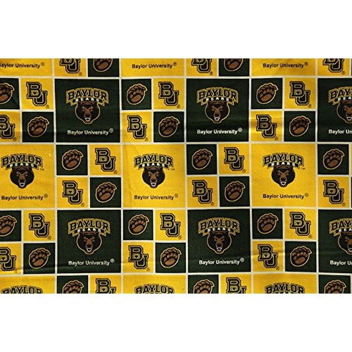 Baylor Bears Football Checkered Sheeting Fabric Cotton 4 Oz 44-45
