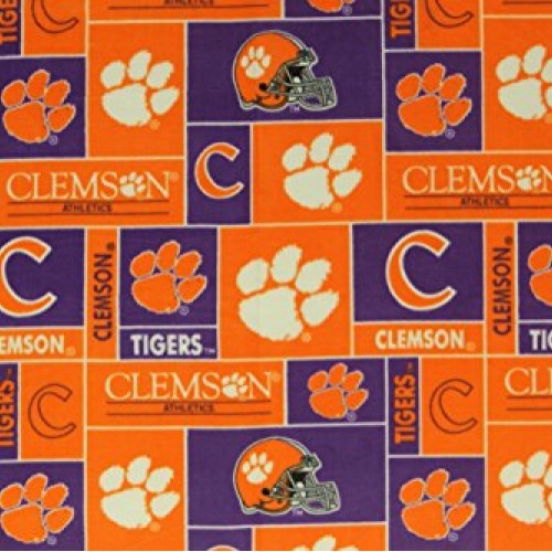 Clemson Tigers Checkered Anti-Pill Polar Fleece - Plush Fabric Pol...