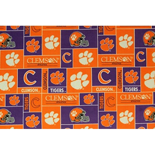 Clemson Tigers Checkered Anti-Pill Polar Fleece - Plush Fabric Pol...