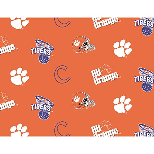 Clemson Tigers Football Checkered Sheeting Fabric Cotton 4 Oz 44-45
