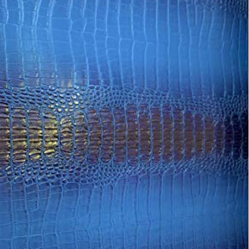 Dark Blue Large Scale Crocodile Skin Faux Fake Leather Vinyl Fabri...