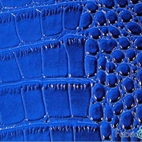 Dark Blue Large Scale Crocodile Skin Faux Fake Leather Vinyl Fabri...
