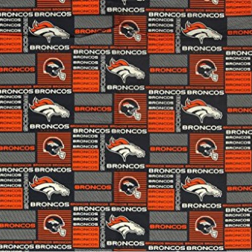 Denver Broncos Football Checkered Sheeting Fabric Cotton 5 Oz 58-60