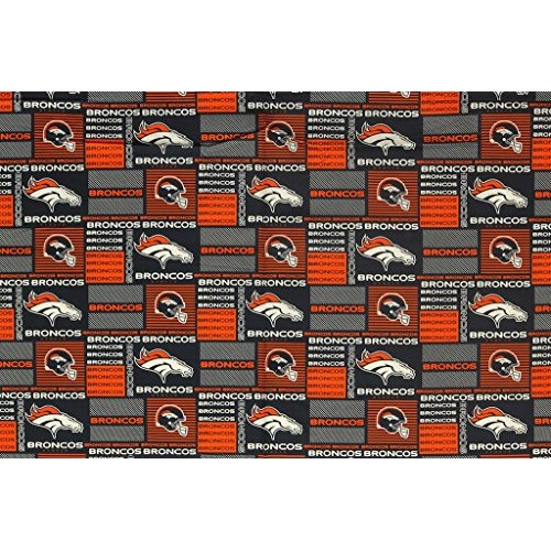 Denver Broncos Football Checkered Sheeting Fabric Cotton 5 Oz 58-60
