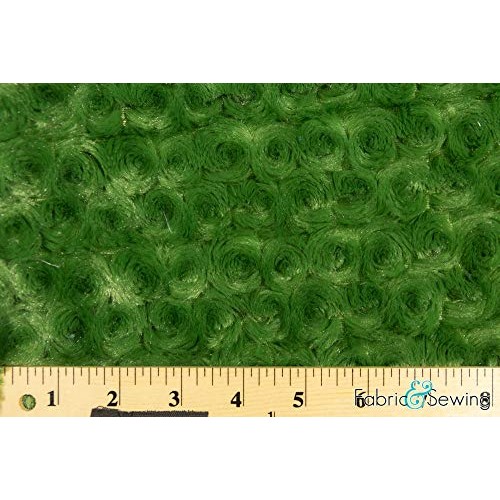 Green Minky Swirl Rose Blossom Ball Rosebud Plush Fur Fabric Polye...
