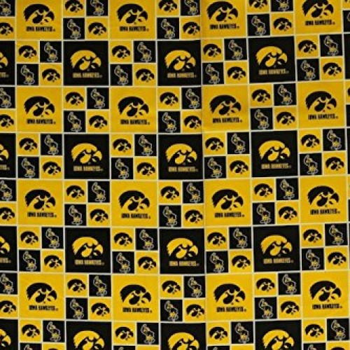 Iowa Hawkeyes Football Checkered Sheeting Fabric Cotton 4 Oz 44-45