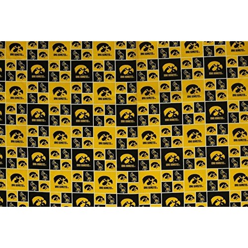 Iowa Hawkeyes Football Checkered Sheeting Fabric Cotton 4 Oz 44-45