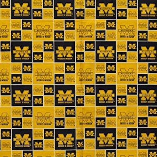Michigan Wolverines Football Checkered Sheeting Fabric Cotton 4 Oz...