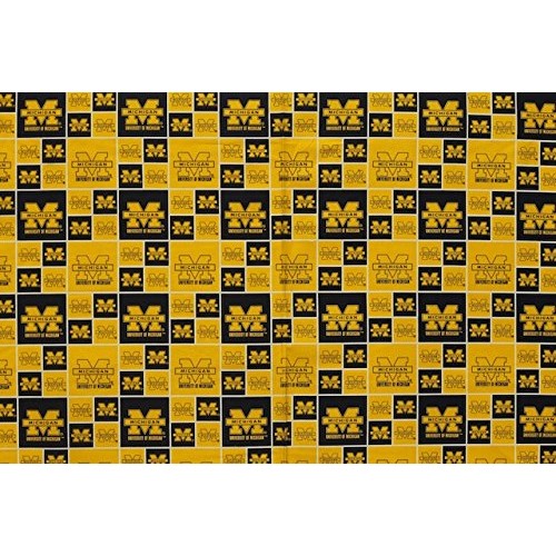Michigan Wolverines Football Checkered Sheeting Fabric Cotton 4 Oz...