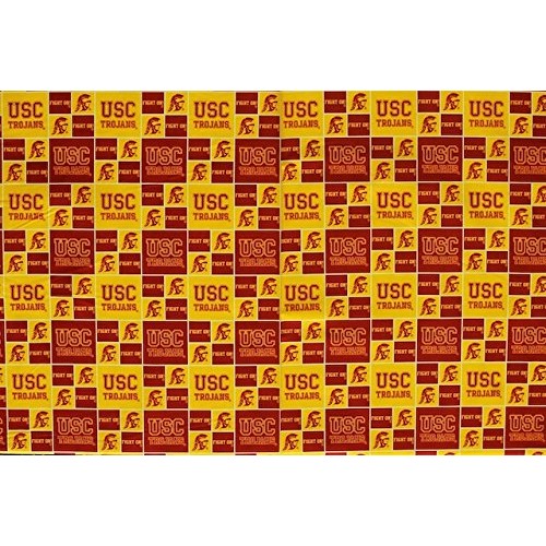 USC Trojans Football Checkered Sheeting Fabric Cotton 4 Oz 44-45