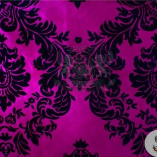 Taffeta Damask Velvet Flocking Fabric 02 BLACK FUCHSIA / 58 Wide ...