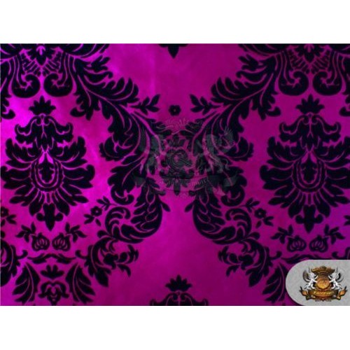 Taffeta Damask Velvet Flocking Fabric 02 BLACK FUCHSIA / 58 Wide ...