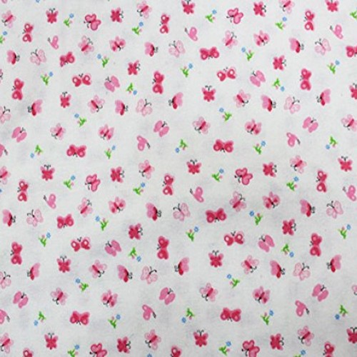 Cotton Flannel Fabric Butterfly Pink / 45 Wide/Sold by The Yard