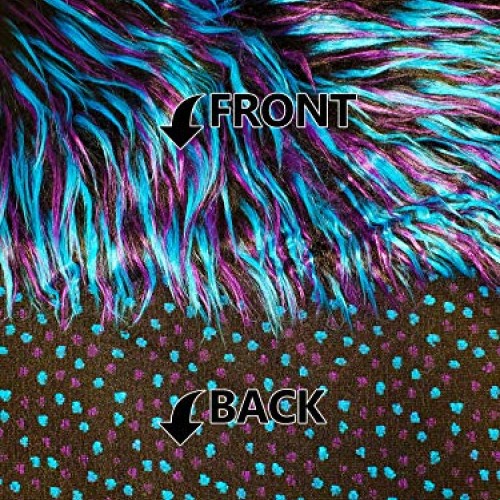 Faux Fake Fur Fabric Long Pile 3 Tone Spike Black Turquoise Purple...