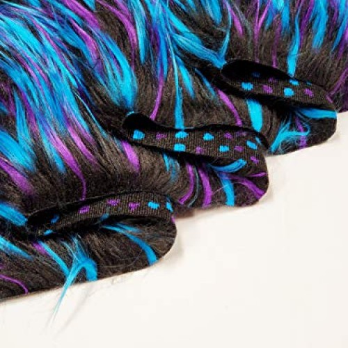 Faux Fake Fur Fabric Long Pile 3 Tone Spike Black Turquoise Purple...