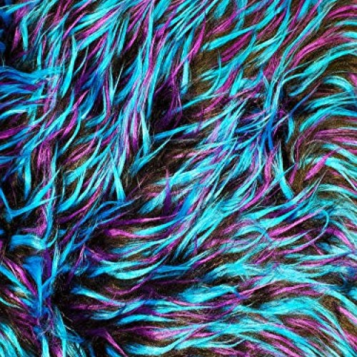Faux Fake Fur Fabric Long Pile 3 Tone Spike Black Turquoise Purple...