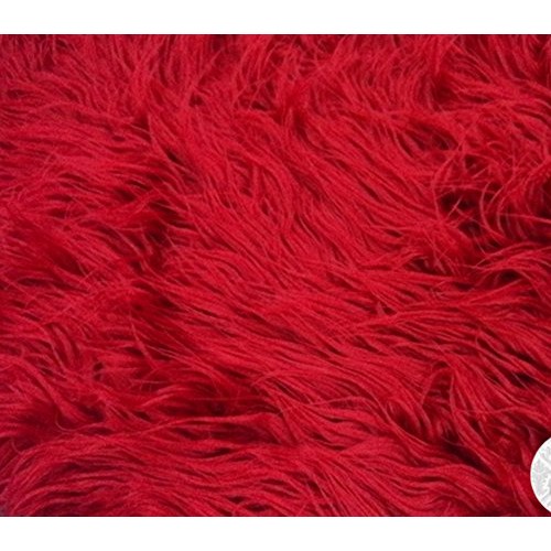 Faux/Fake Fur Mongolian Fabric Sold by The Yard Dark RED