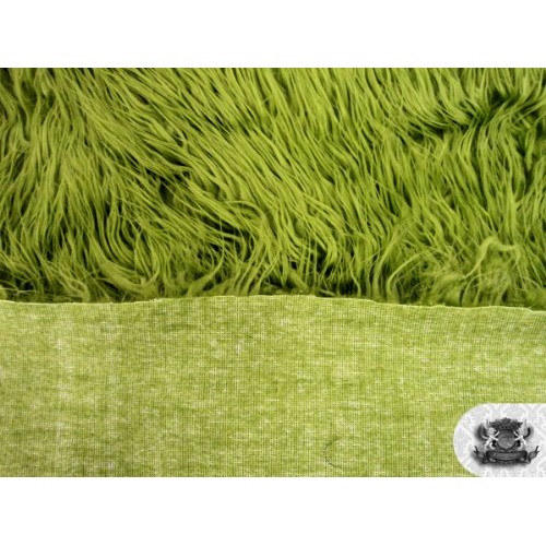 Faux/Fake Fur Mongolian Olive Green Fabric by The Yard